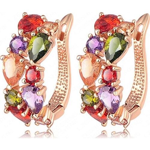 Delicate Multicolored Solid Rose Gold Filled Europe Womens Earrings
