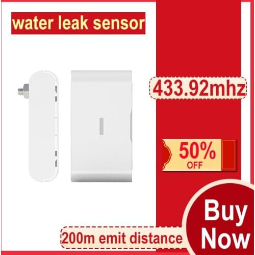 QOLELARM 1pc/lot smart RF water alarm detector 433mhz wireless water leak detection device, compatible for most home alarm kits