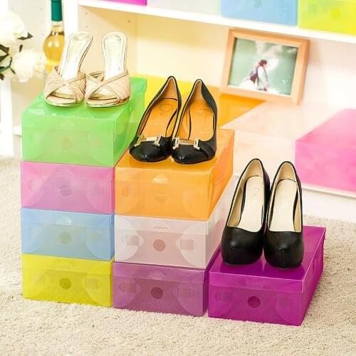 1pc Shoe Organizer Cajas Organizadoras Storage Box Hot-sell-foldable--plastic-shoe-boxes--organizer-storage-stackable-tidy-box