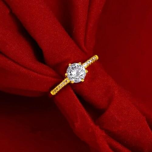 18K Yellow Gold Color Rings For Women 6 Claw For Girl / Wife / Woman Gift Jewelry AAA+ Cubic Zircon Anniversary Gift