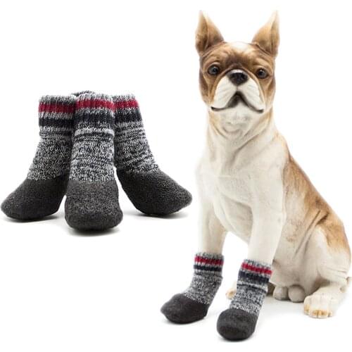 2 Pairs Dog Socks Waterproof Anti-slip Pet Socks Paw Protection Pet Boots for Indoor Outdoor Puppy Dogs Pet Knits Socks
