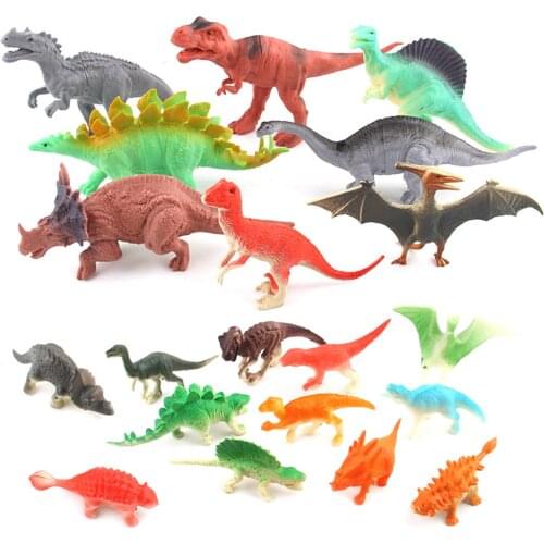 20PCS Plastic Mini Unique Dinosaur Toy Set With Bright Colors Educational Dinosaur Creature Toys