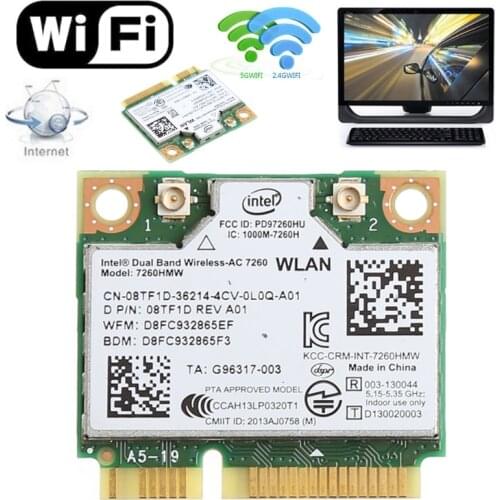2021 New Dual Band Bluetooth 4.0 Wireless Mini PCI-E Card for intel 7260 AC DELL 7260HMW