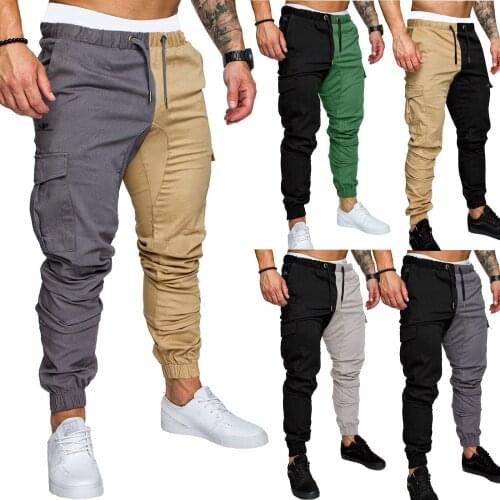 2021 Plus Size Mens Fashion Casual Pants Elastic Band Sweatpants Cotton Loose Patchwork Pants Summer Streetwear Pants for Men