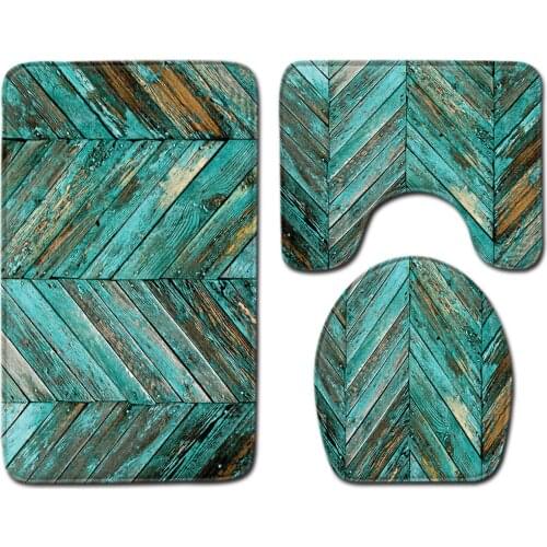 3pcs/set Non-Slip Bath Mat Set Bathroom Rug U-shaped Toilet Mat Lid Cover