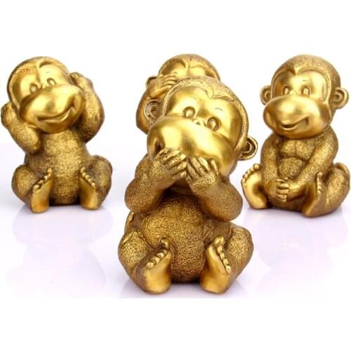 4 Kinds of Chinese Pure Brass Sculpture Monkey Sculpture Multi-style Small Size Monkey Family Decoration