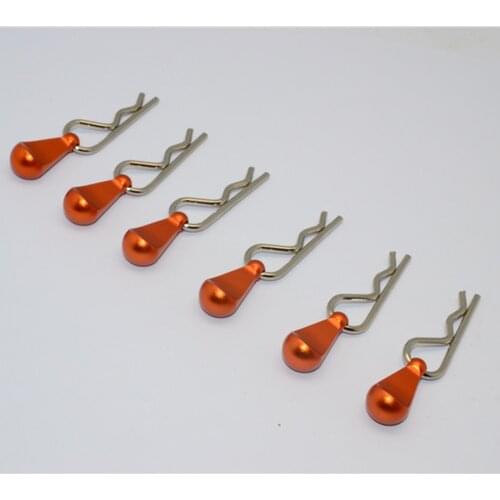 6pc Metal Body Clip Pins w/ Pull Tabs for 1/16 1/18 1/24 1/28 RC Truck Buggy