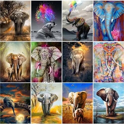 EverShine Diamond Painting Animal 5D Full Drill Square Diamond Embroidery Elephant Picture Rhinestones Mosaic Decor For Home