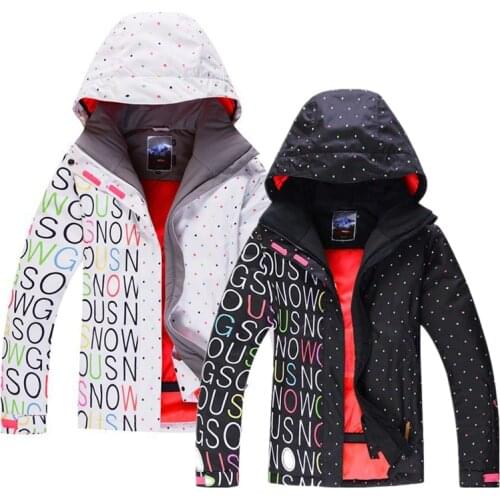 Brand Quality Snow Suit Wear Women Ski Clothing 10K Waterproof Windproof Snowboarding Coats White & Black Letters Jackets Girls
