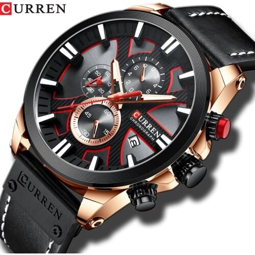 New CURREN Men Watch Top Brand Luxury Leather Quartz Clock Fashion Casual Chronograph Wristwatch Male Sport Military Watch