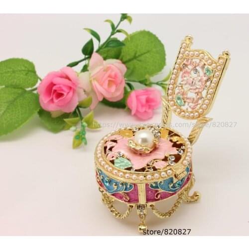 Decoration chair jewelry box Fairy Chair Trinket Box with Pearl Chair Shape Decorative Box