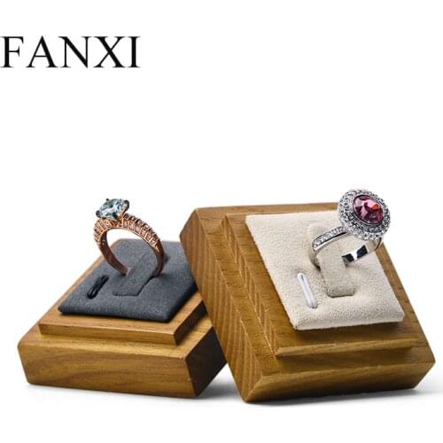 Oirlv Jewelry Display Stand Solid Wood&Microfiber Ring Display Jewelry Display Stand Jewelry Exhibition Ring Holder Organizer