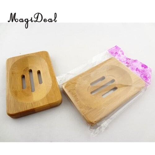 MagiDeal Bamboo Soap Holder Dish Bathroom Shower Storage Support Plate Stand Handmade