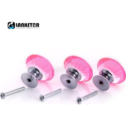 Design Furniture Crystal Handle Knob 30mm Single Hole Drawer Handle-knobs