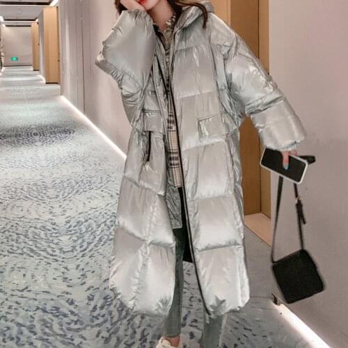 Long Parka Coat Winter Jacket Women 2021 Coat Female Waterproof Fashion New Bright Face Loose Hooded Warm Down Cotton Jacket