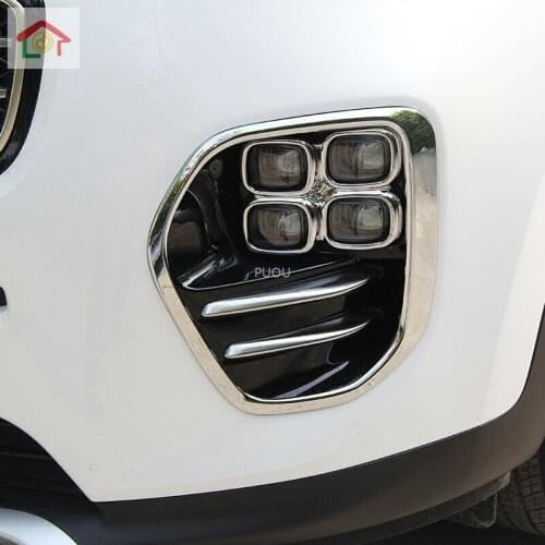 For Kia kx5 Sportage 2016 -2020 front fog light lamp detector frame stick styling ABS Chrome cover trim hoods parts 2pcs