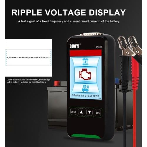 DY222 12V/24V Car Battery Load Tester Multifunctional Battery Health Checker Automotive Battery System Tester