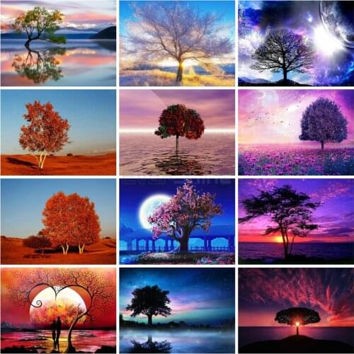 EverShine 5D Diamond Painting Full Square Tree Diamond Mosaic Landscape Cross Stitch Rhinestones Art Handwork Hobby Home Decor