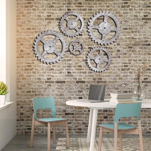 European Modern Vintage Steampunk Gear Industrial Style Wall Home Decoration Silver/Gold High Density Wood Board Home Decor