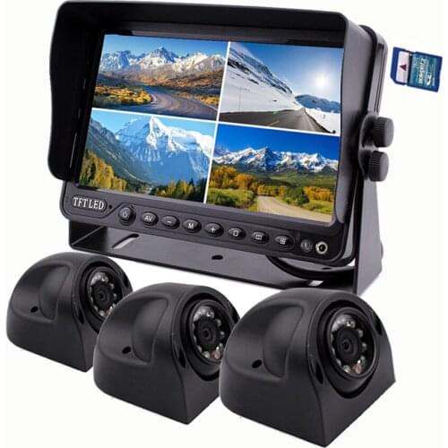 9" DVR Recorder Monitor Car Rear View Camera System 3 x Side Camera for Truck Caravan Trailers Harvester