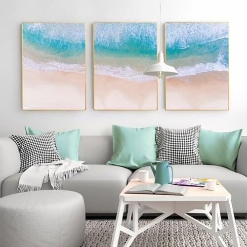 Ocean Wave Beach Landscapes Canvas Painting Seascape Nordic Poster and Print Wall Art Pictures Home Decoration for Living Room