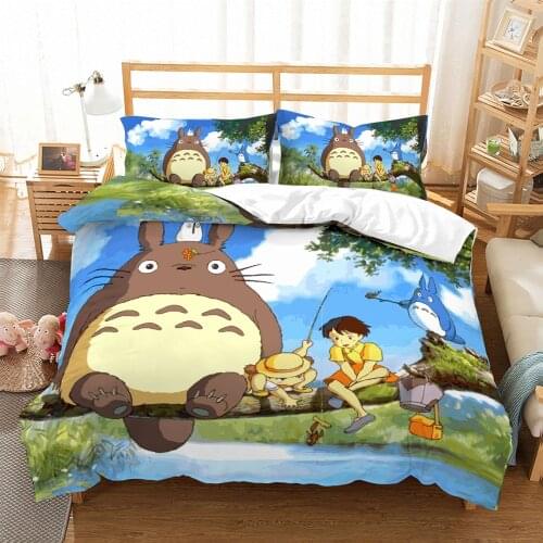 Bedding Set High Quality 3D My Neighbor Totoro Duvet Cover with Pillowcover Anime Bed Set for Kids and Adults Bedroom Decor