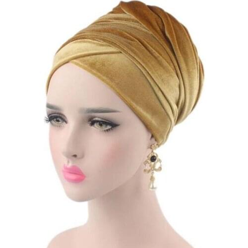 Candy Colors Women Headwear Velvet Headwrap African Head Wrap Tie Scarf Twist Hair Band Turban Bandana Bandage Hijab Hats