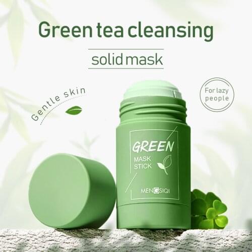 Green Tea Cleansing Solid Mask Stick Mask Oil Control Purifying Clay Anti-Acne Eggplant Face SkinCare Blackhead Fine Pores TSLM1