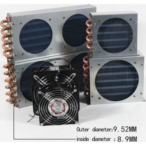 Copper tube heat exchanger for Physical cooling condenser coil refrigerator aluminum fin heat exchanger Small with shell