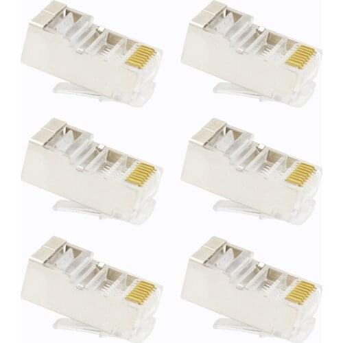 100PCS/LOT Metal Shield RJ45 RJ-45 8P8C Network CAT5 CAT5E Modular Plug Connector Cable Adapter Connector Head