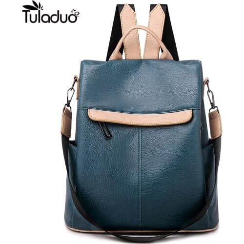 FASHION High Quality Leather Anti-theft Womens Backpack Large Capacity Multi-Back Student Bag Girl Male Travel Bag