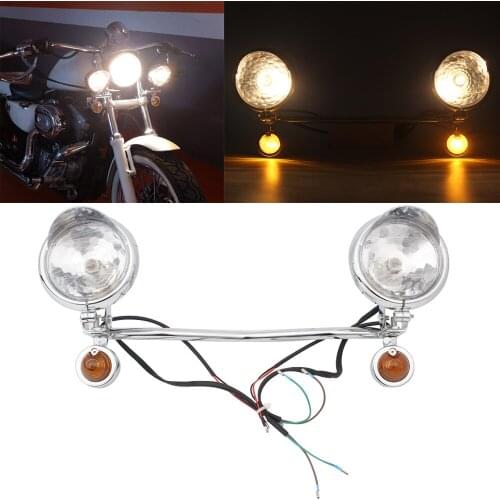 Motorcycle Chrome light Metal Driving Bar Turn Light Fog Spot Light Universal Fit For Harley Yamaha V-Star XVS 650 950 1100