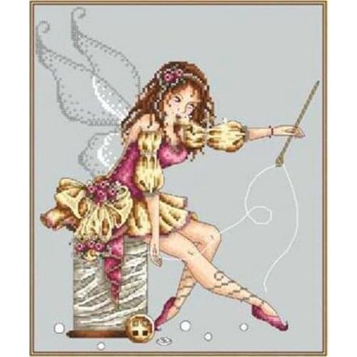 High Quality Counted Cross Stitches Kit The Sewing Fairy Needlework Elf Girl Tailor Free Shipping
