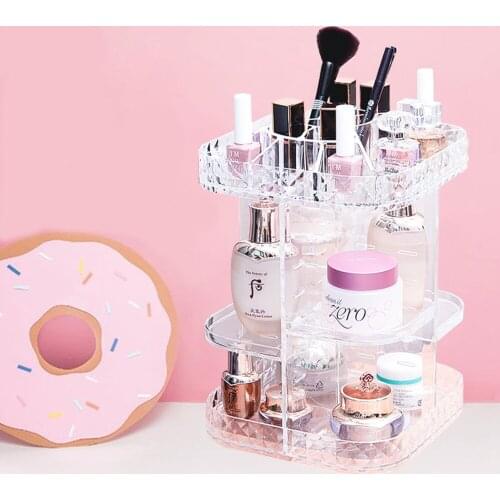 Desktop Dresser, Cosmetic Storage Box, Acrylic Rotary Transparent Lipstick, Skin Care Product, Household Shelf