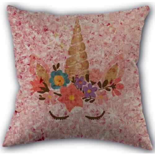 Simple Nordic Style Unicorn Pillowcase Cotton Linen Fabric Square Zipper Pillowcase 45X45cm Wedding Decorative Pillow cover