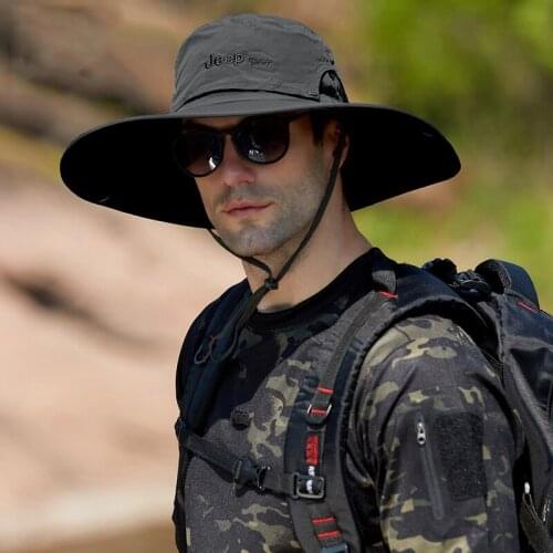 New Brand Bucket Hat Men Sun Protection Breathable Casual Cap Big Brim Hat Outdoor Hiking Famous Brand Mens Caps Patchwork Dome