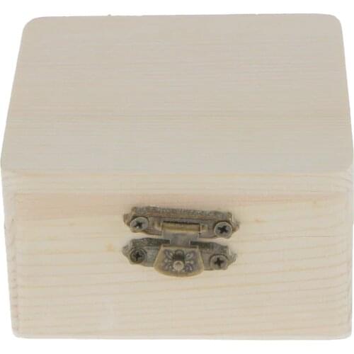 Unfinished Natural Wood Jewelry Organizer Storage Box Trinket DIY Making Case