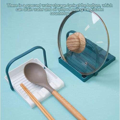 Pot Lid Rack Plastic Kitchen Pot Cover Holder Draining Spoon Spatula Storage Organizer Multifunctional Pot Lid Tray Rack