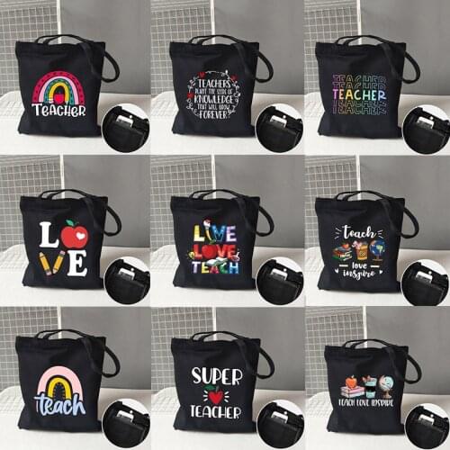 Teacher Life Rainbow Cotton Tote Bag Teacher Canvas Bag Graduation Gifts Tote Great Teachers Appreciation or End of Year Gift