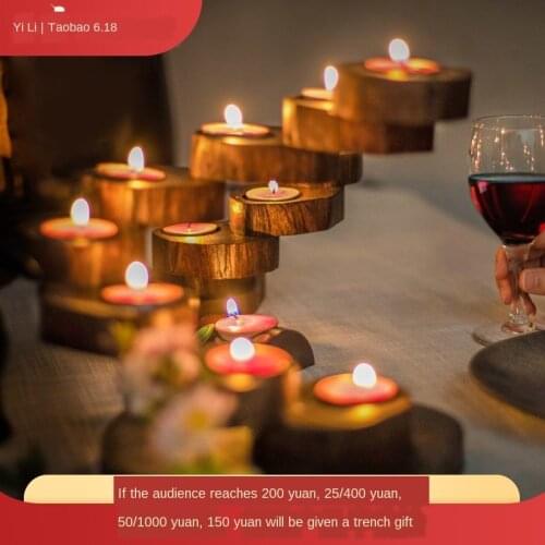 Retro creative Thai solid wood candle holder / candle light dinner props