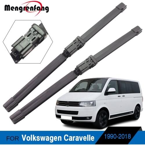 Car Front Windscreen Wiper Soft Rubber Windshield Wiper J Hook & Side Pin & Push Button Arms For Volkswagen Caravelle 1990-2018