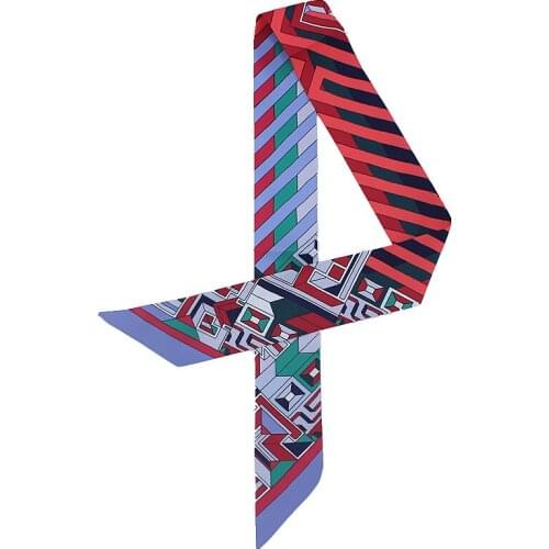 New style bag scarf fashion geometric striped print scarf women luxury brand tied handbag ribbon womens headscarf headband MQ16