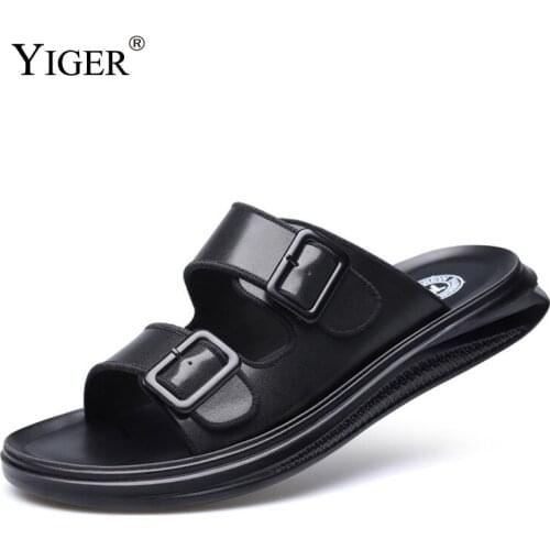 YIGER Mens Slipper summer lazy Beach slippers Flip Flop man Slippers 2020 New Black