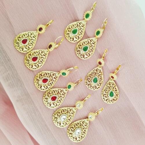 Classic Moroccan style wedding jewelry hollow pattern earrings noble cut rhinestone ladies jewelry earrings