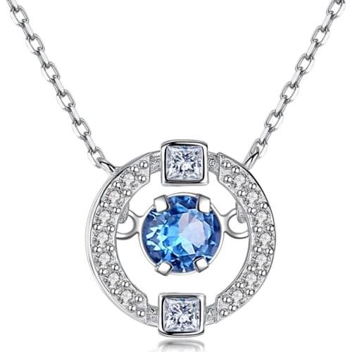Utimtree Clear aaa Cubic Zirconia Necklace Pendant Silver 925 Sterling Round Statement Chokers Necklaces Jewelry for Women