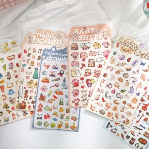 1 Sheet Kawaii Cat Animals Strawberry Creative Decorative Sticker DIY Handbook Material