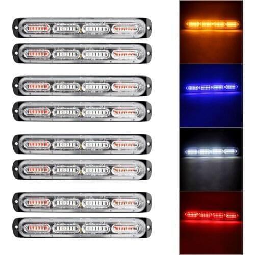 2Pcs Strobe Lights Emergency Flashing Warning Beacon 4 LEDs Lamps Universal For All Car SUV Vans Trucks with DC 12V-24V