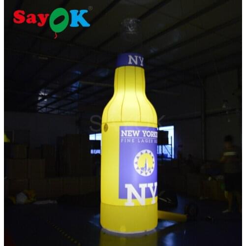 2018 Vivid design giant inflatable beer bottle with led white lights and logo printing
