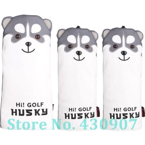 3pcs Golf Club Driver Fairway Wood Head Cover Soft PU Leather with Husky Shaped Driver FW Headcover with No Tag 3 5 7 x