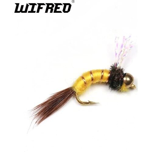 Wifreo 8PCS 14# Brass Beadhead Emerger Nymph flies Fly Fishing Baits Buzzers Trout Lures Dry Fly Fishing Trout Flies
